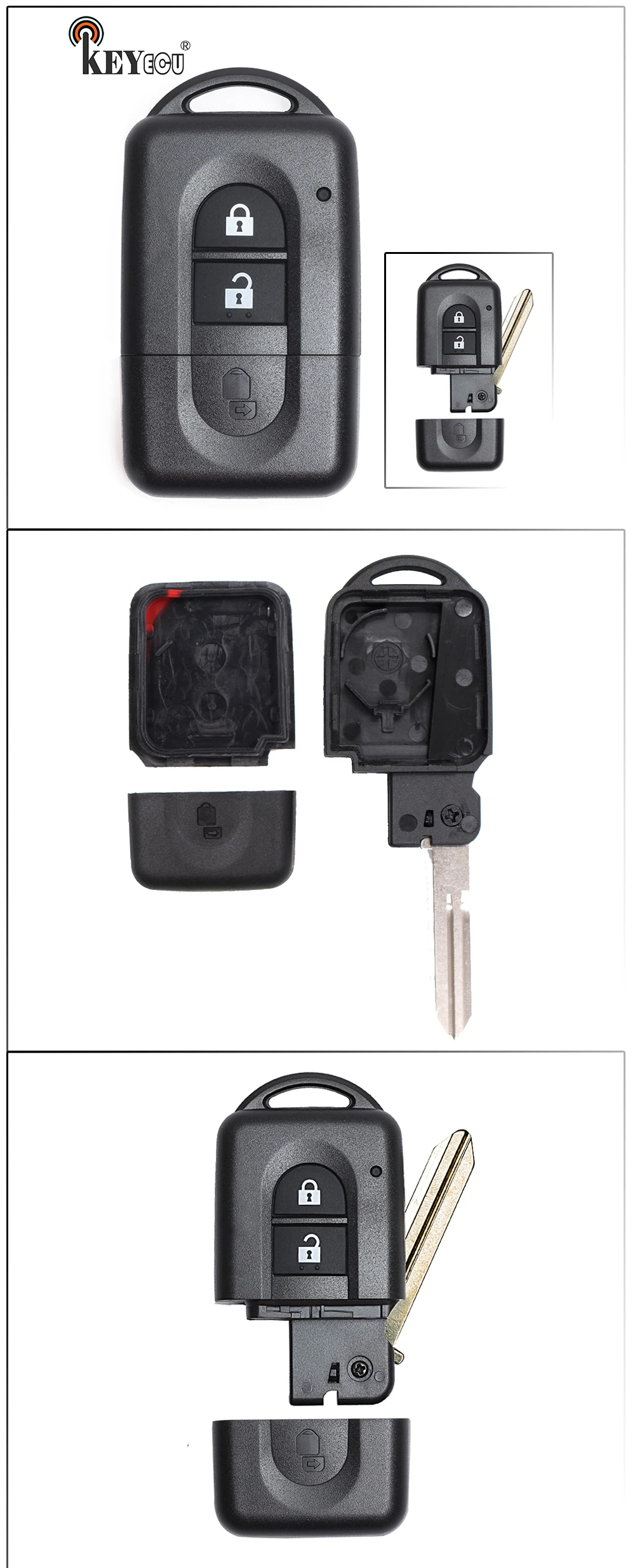 KEYECU 10x для Nissan Micra Xtrail Qashqai Note Tiida Pathfinder замена флип 2 кнопки дистанционного ключа автомобиля оболочки чехол Fob