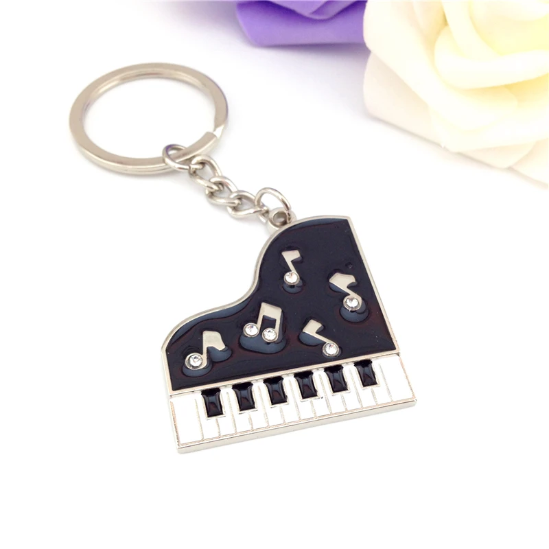 2017 New Arrival Fashion Gift Silver Black and White Enamel Glaze Beethoven Musical Notes Piano Key Chain | Украшения и