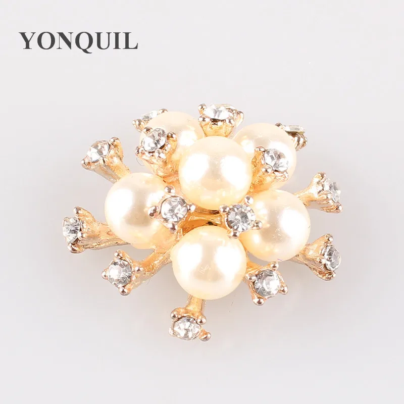 

New Fashion Wedding Brooch Imitation Cream Pearl Pin Brooch 30MM Diamante Rhinestone DIY Jewelry Accessories 10Pcs/Lot