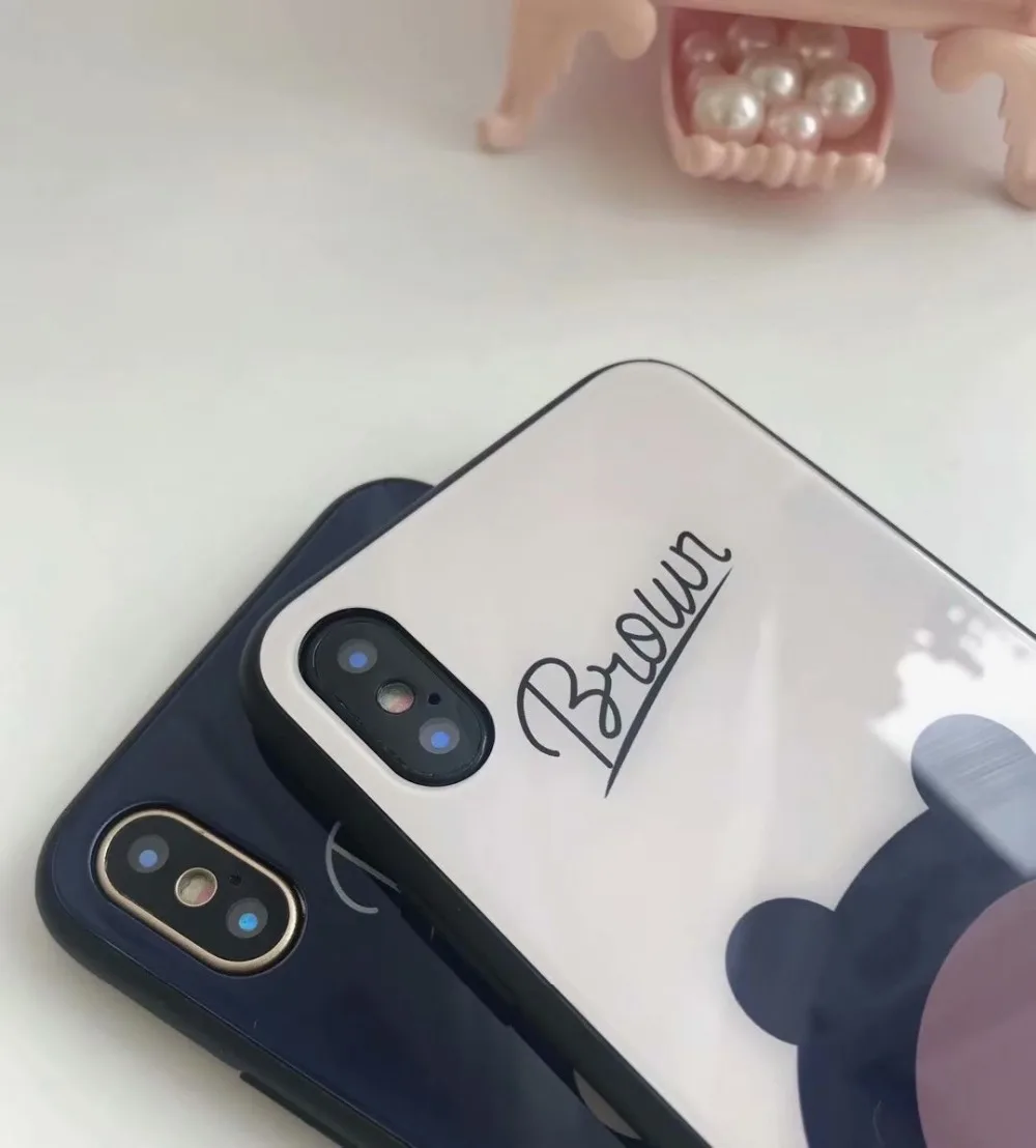 ORYKSZ чехол с мультяшным медведем для iphone 7 plus глянцевые Силиконовые Стеклянные