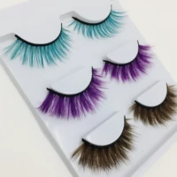 2021 new 3 pairs color false eyelashes fake lashes long makeup 3d mink lashes extension eyelash mink eyelashes for beauty