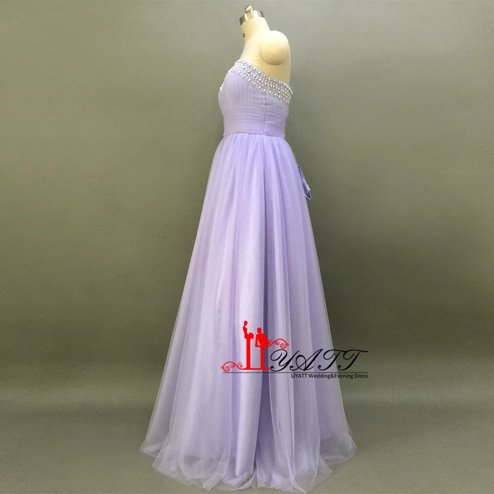 vestido de baile Sweetheart Pearls Beading Neckline Lavender Bridesmaid Dresses A-Line Tulle Lace Up Sequins Liyatt | Свадьбы и