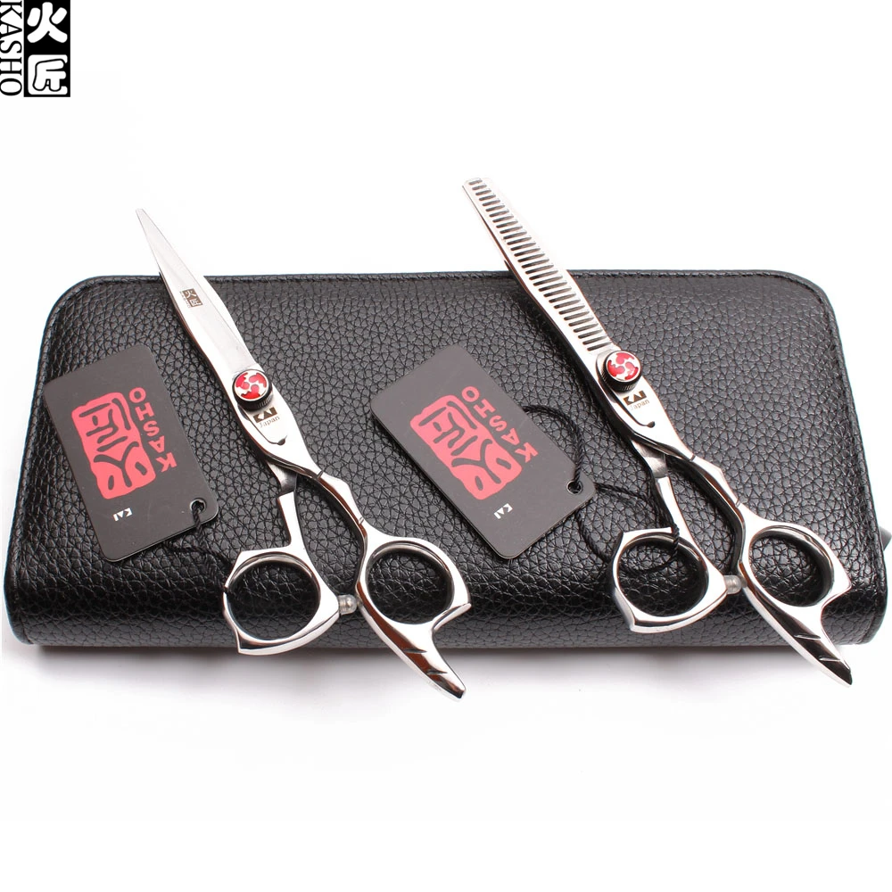 H9017 5.5In. 16 см Kasho блестящие 440C парикмахерские ножницы филировочные