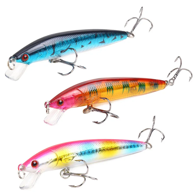 

3pcs Artificial Plastic Fishing Lure Bait Hooks Simulation 3D Eyes Minnow 10cm For Lake Sea WHShopping