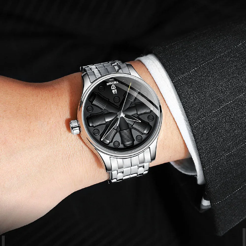 Tevise Relogio Automatico Masculino Мужские Бизнес часы Автоматические Мужские механические часы водонепроницаемые креативные часы