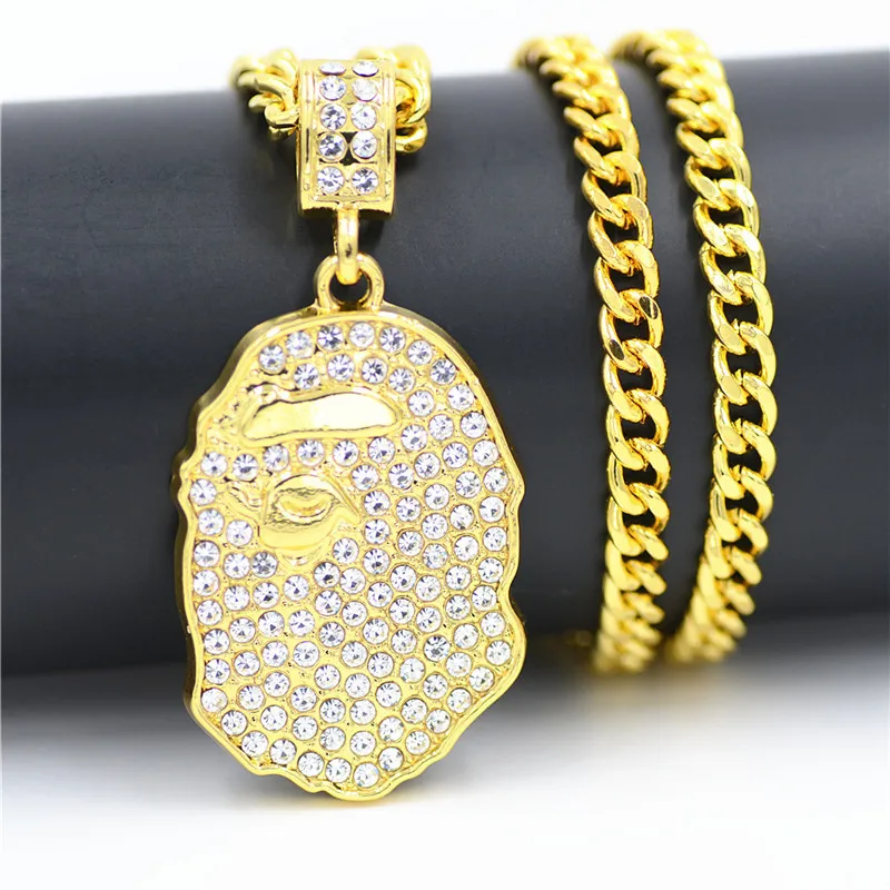 

New chain Japanese man ape head pendant hip hop style ornament popular necklace accessories hipster