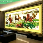 QIANZEHUI, Рукоделие, сделай сам, 3D восемь лошадей Вышивка крестиком, успех сразу же после прибытия 