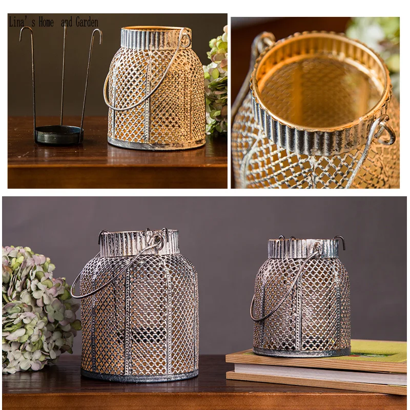set 2 gridding handmade antique metal rustic candle lanterns | Дом и сад