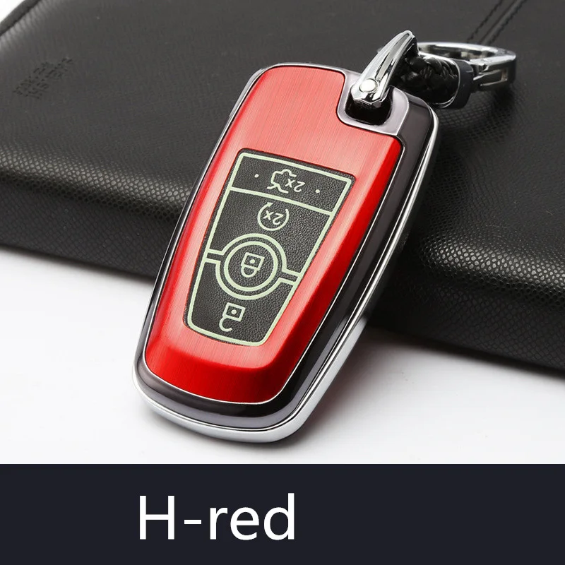 H-red Светящийся чехол для ключей для Ford Fusion Mustang Explorer F-150 F-250 F-350 дистанционного Футляр для ключей брелок 4 кнопки - Название цвета: H-red