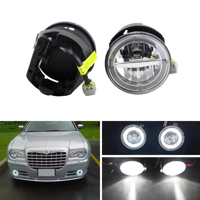 E4 DOT утвержден 10W Cree чипы светодиодный противотуманный автомобильный светильник Наборы W/DRL Halo Кольца для Chrysler 300 C Седан 4D SRT8 Седан 4-дверный