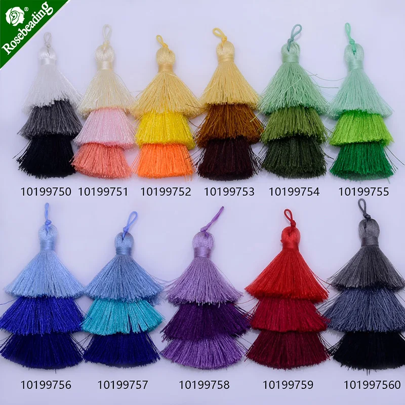 

Three Tiered Polyester Tassels Ombre Tassels Triple Fringe Jewelry Necklace Pendants earrings fashi,jewelry making,Sold 2pcs/lot