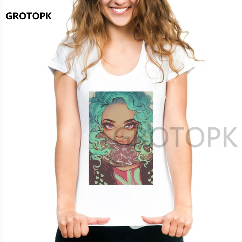 2 Bunz Melanin Poppin Aba женская футболка с принтом черная девушка волшебный рок Лето белая футболка хип-хоп Уличная одежда эстетический Топ - Цвет: 505540