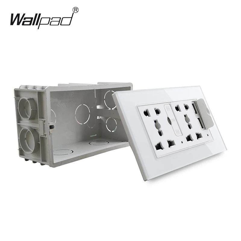 Double Universal Socket with 4 USB Wallpad Luxury Crystal Glass Panel 110V-250V 146*86mm Socket with 3.1A Four USB Ports
