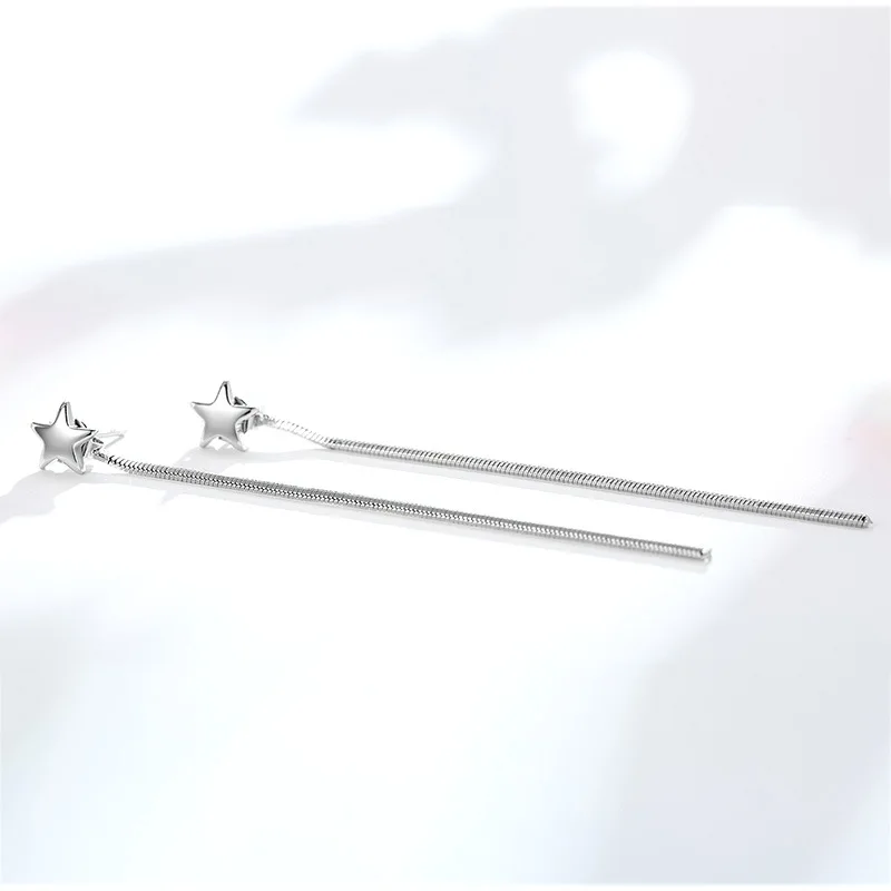Женские серьги гвоздики из серебра 100% пробы с маленькой звездой|drop stud earrings|fashion