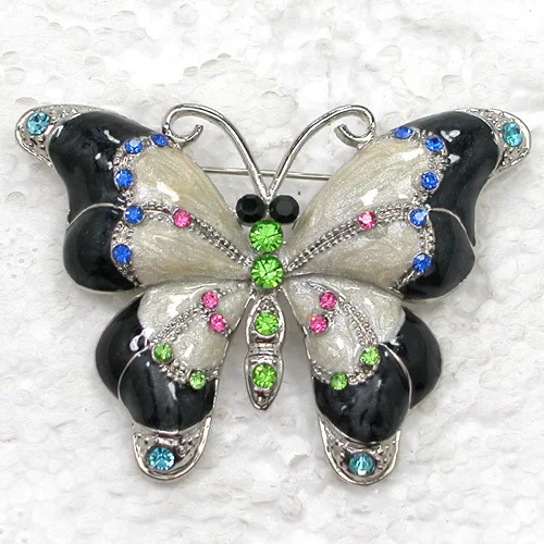 

Rhinestone Enamel Butterfly brooch Pin C884 E