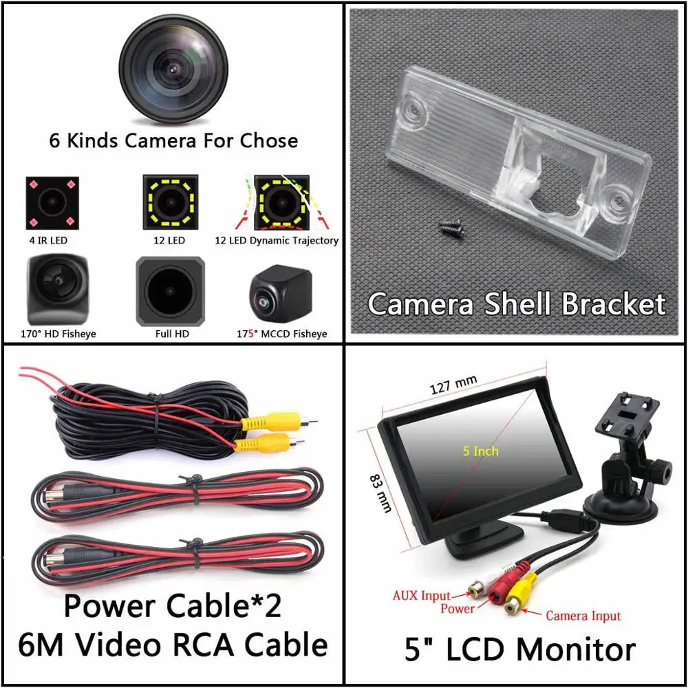 Camera 5 inch LCD 175 градусов 1080P Fisheye задний вид автомобиля Камера для кіа Cerato Рио 2002 2003 2004 2005 2006 2007 2008 2009 2010 2012 2013 - Название цвета: Camera 5 inch LCD