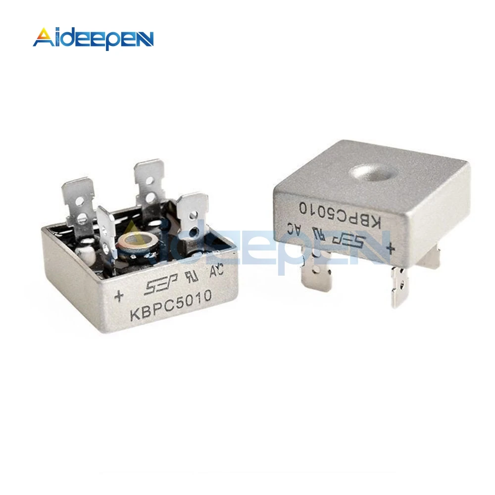 1PCS KBPC5010 50A 1000V Bridge Rectifier Metal Case for Maximum Heat Dissipation 2.8cm Square Diode | Инструменты