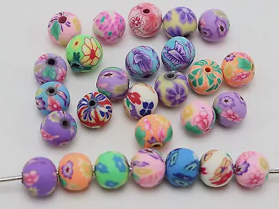 

100 Mixed Colour Polymer Clay Round Beads 8mm (0.31") Spacer Jewelry Finding