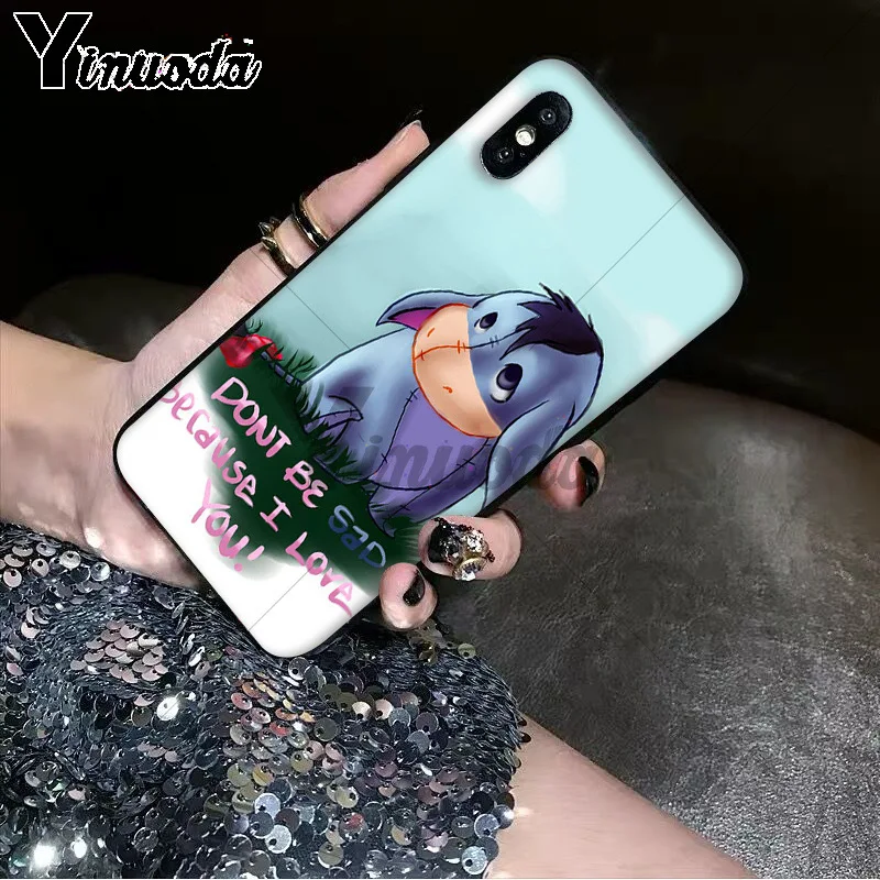 11pro MAX милый мультяшный ребенок Eeyore Ослик черный мягкий чехол для телефона Apple iPhone