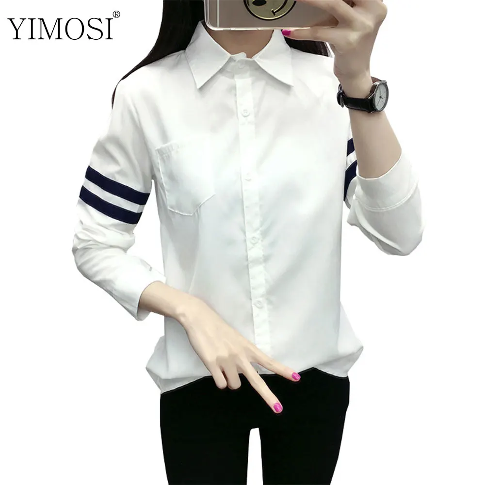 Женская блузка YIMOSI белая винтажная с длинным рукавом Повседневная офисная