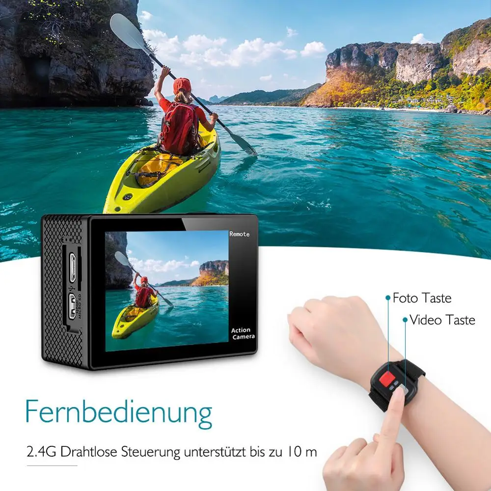 AKASO EK7000 WiFi 4K Action Camera Ultra HD Waterproof DV Camcorder 12MP Cameras Sports Camera 170 Degree Wide Angle Original