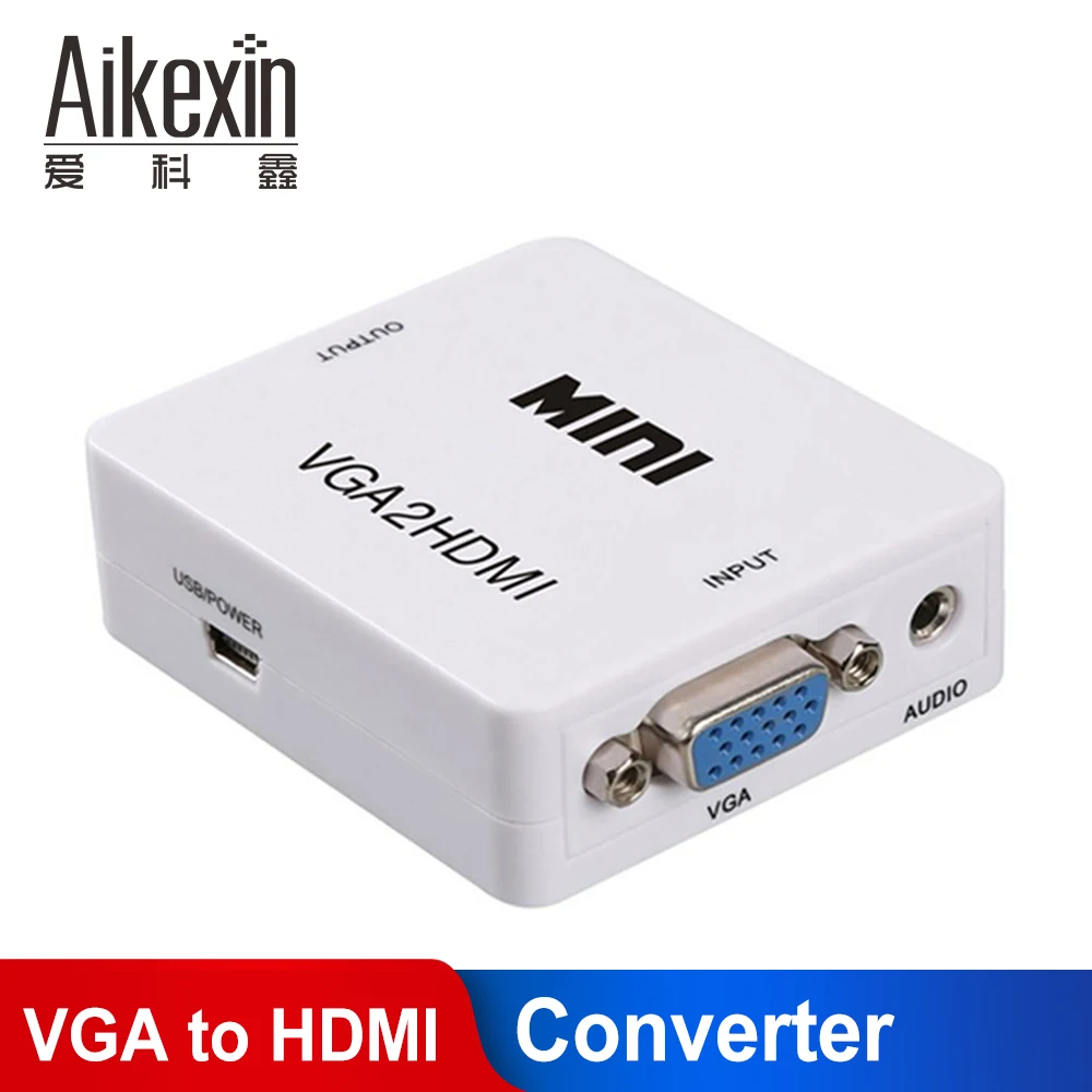 Адаптер Aikexin с VGA на HDMI 1080P мини преобразователь адаптер VGA2HDMI USB кабелем для