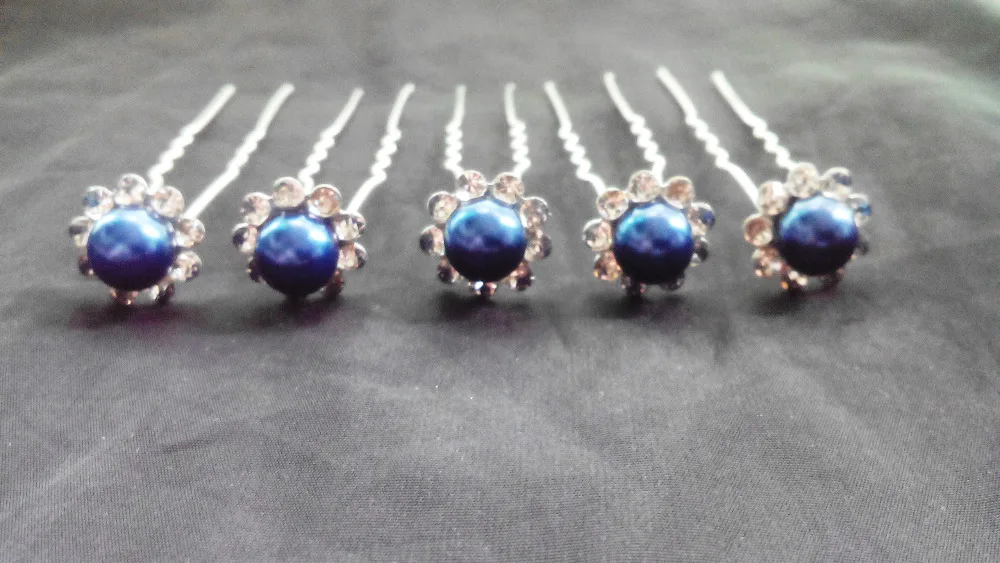 оптовая 20 шт смешивать цвета контакты свадьбы волос rhinestone жемчужина цветок клипы