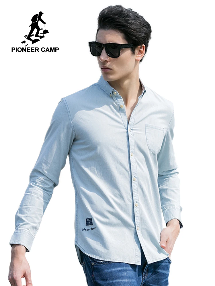 Рубашка Pioneer Camp мужская с длинным рукавом модная сорочка slim fit в повседневном