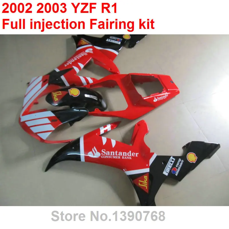 Подходит для YAMAHA Обтекатели R1 2002 2003 набор черно-красных корпусных деталей части