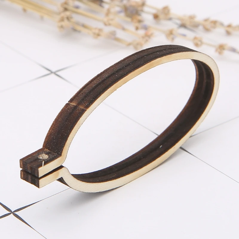 

Ellipse Vertical Wooden Frame Hand Cross Stitching Embroidery Hoop Jewelry DIY
