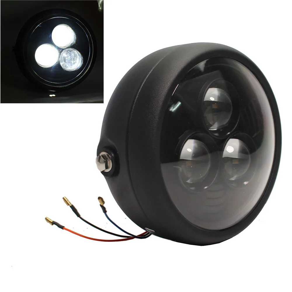 6 5 &quotмотоциклетные универсальные Ретро Кафе Racer светодиодные круглые фары