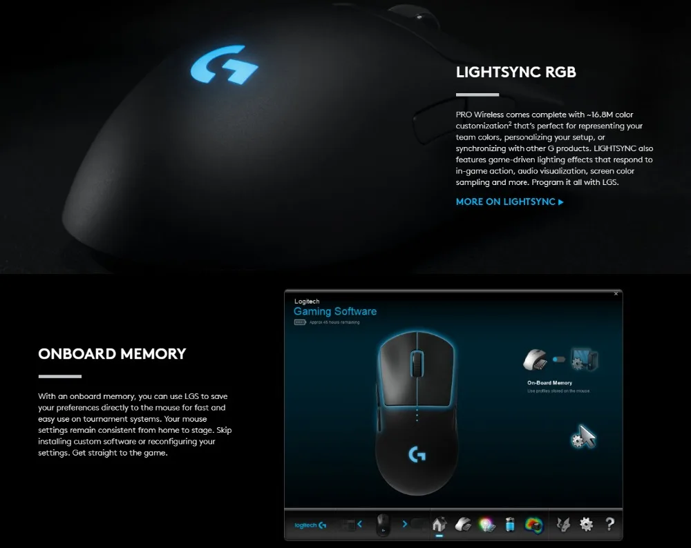 Беспроводная игровая мышь logitech G PRO для eSports Hero16K, датчик RGB освещения, 16000 dpi, Беспроводная зарядка