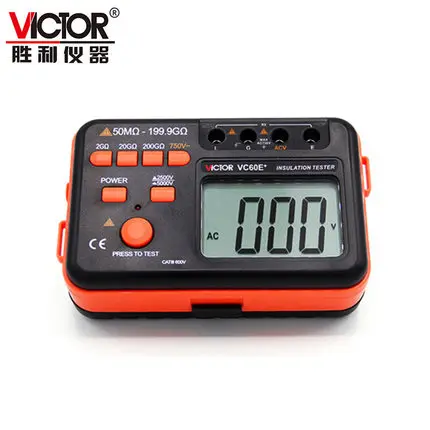 VC60E + цифровой измеритель сопротивления 50 M ~ 199 9G Ohm 2500 V 5000 Megger MegOhm Измеритель