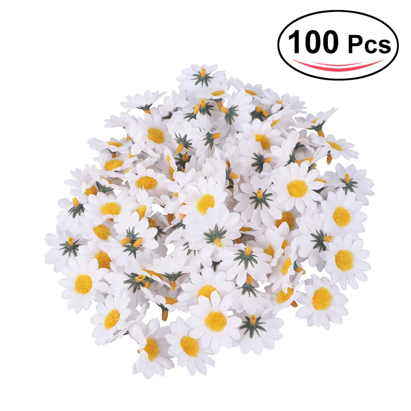 

100pcs Artificial Gerbera Daisy Flowers Heads DIY Cake/Wedding Decoration Artificial Flowers Craft Plastic sunflower heads
