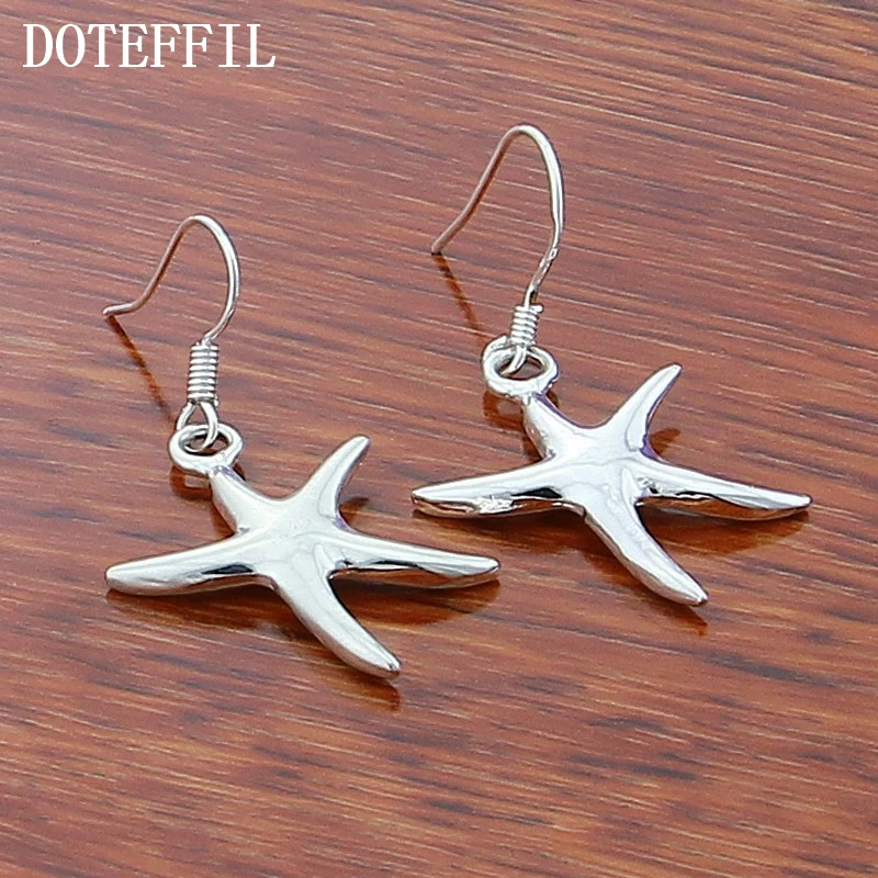 Женские серьги подвески DOTEFFIL из серебра 925 пробы с морскими звездами|drop earrings|earrings