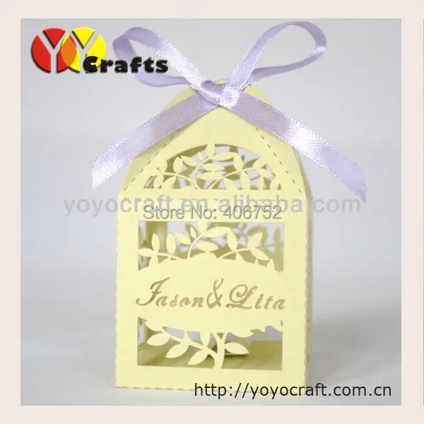 

Фотобумага с лазерной резкой WB001--5 * 5 см, коробка для свадебных конфет с лентой и бесплатным логотипом