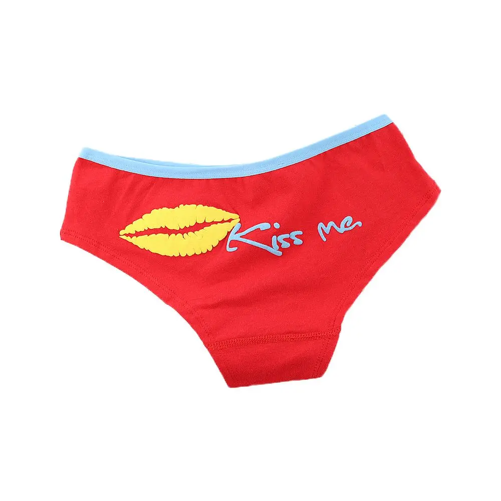 red Сексуальное нижнее белье с принтом губ Kiss Me, трусики с низкой талией, женские хлопковые трусы с надписью, трусики, нижнее белье - Цвет: red