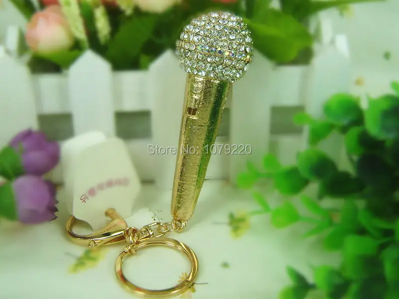 Большой микрофон Musice Поющая брелок Подвеска со стразами автомобильный