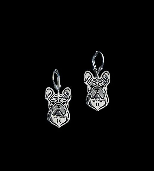 Французский бульдог серьги с собаками ручной работы резные полые аксессуары