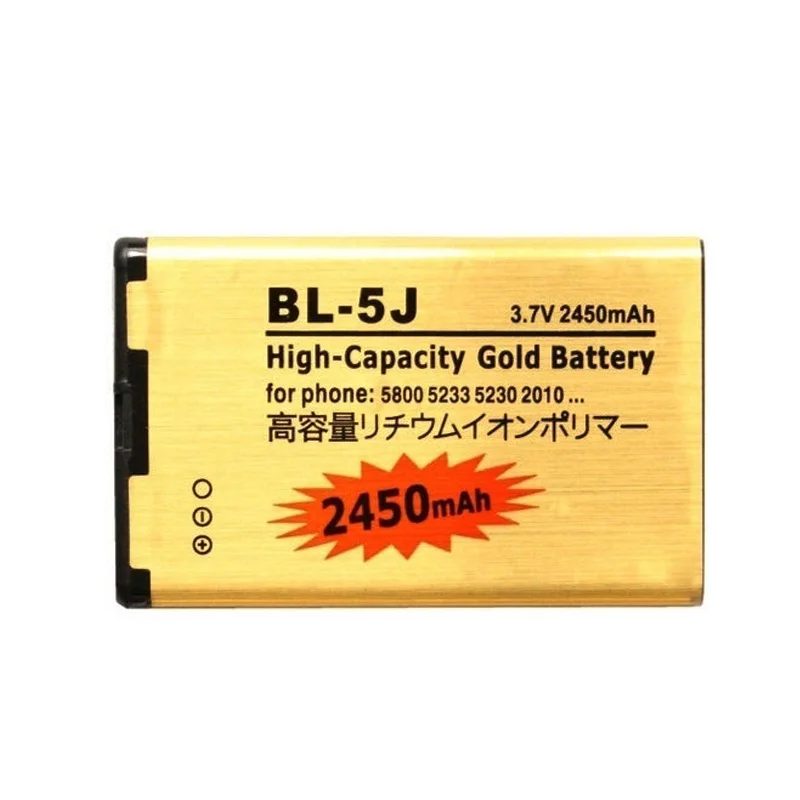 1 шт Новинка 2450 мА/ч BL 5J золото Батарея для Nokia 5230 5233 5800 3020 Lumia 520 525 530 5900 Xpress Music C3 N900 X6