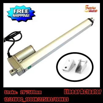 

By express : 20inch/ 500mm stroke 12v/24v DC linear actuator with mounting bracket, 1000N/100KGS load electric linear actuator