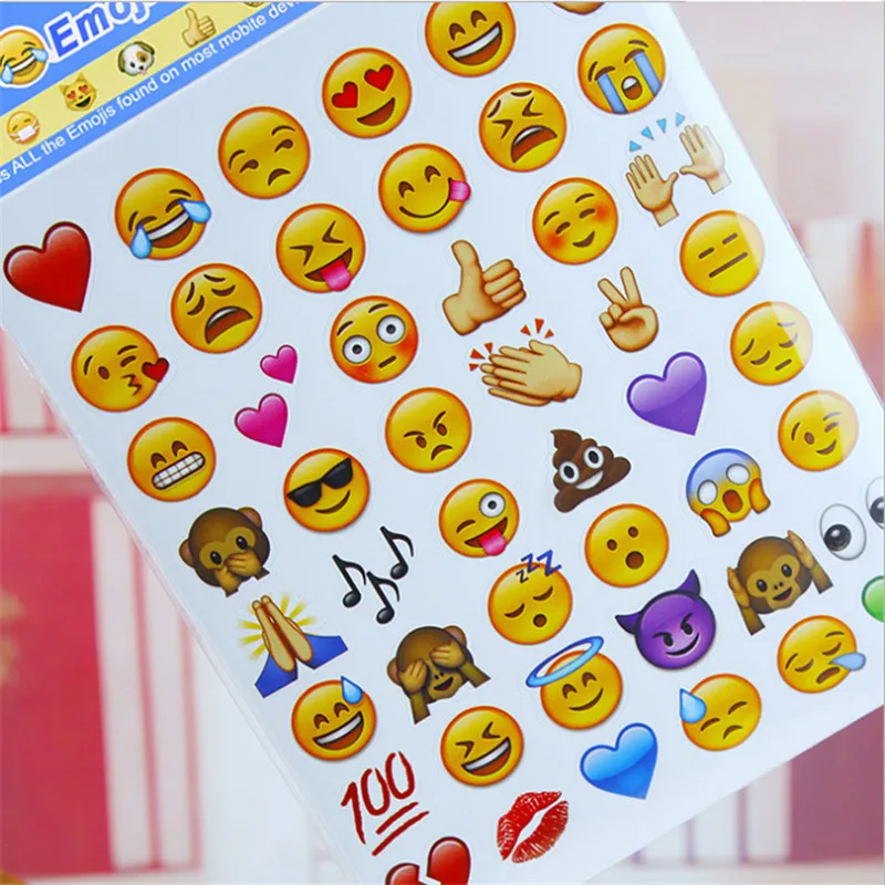 4 листа (1 лист = 48 наклейки) милые высечки emoji улыбка Стикеры для Тетрадь сообщение