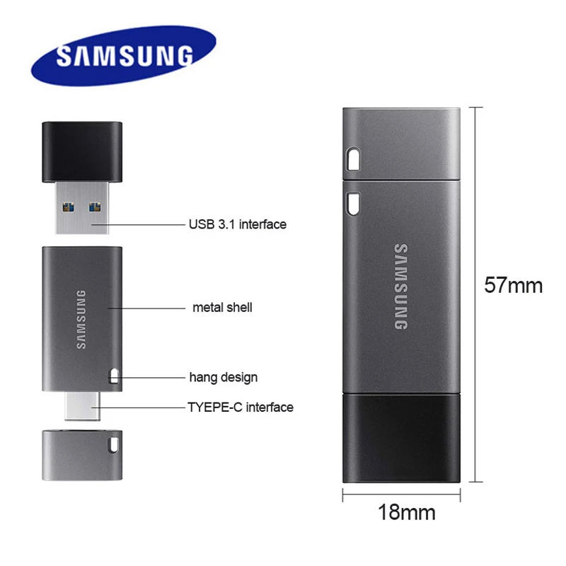 SAMSUNG USB3.1 Flash Drive Disk DUO Plus 32GB 64GB 128GB 256GB Pen Type-C/ Type-A Dual interface Pendrive Memory Stick OTG | Компьютеры и