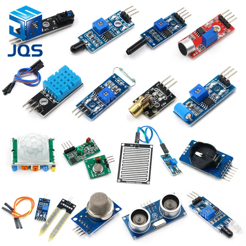 16 шт./лот Raspberry pi 2 3 модуль датчика в упаковке HC-SR04 501 DHT11 DS3231 KY-008 датчик звука дождя почвы для arduino комплект