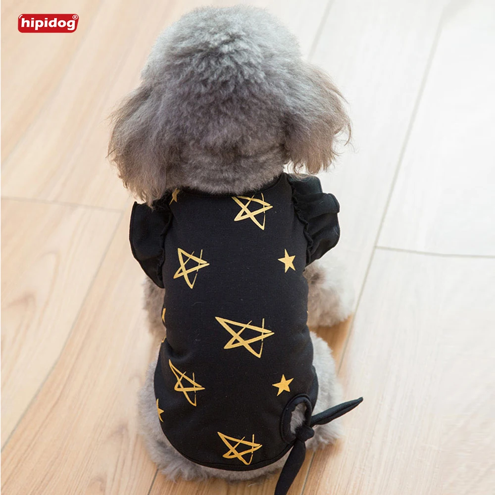 Hipidog дышащий Летающий рукав хлопок бант ремень Одежда для питомцев маленькая