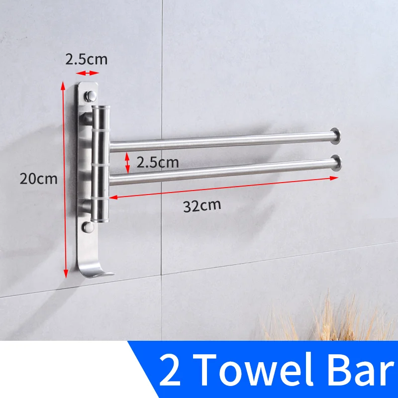 2 Towel Bars Полотенца бар Нержавеющая сталь двойная вешалка для полотенец в ванную настенный Полотенца стойка вешалка, держатель, крюк одежда для халатов, полотенец железнодорожных вешалка - Цвет: 2 Towel Bars
