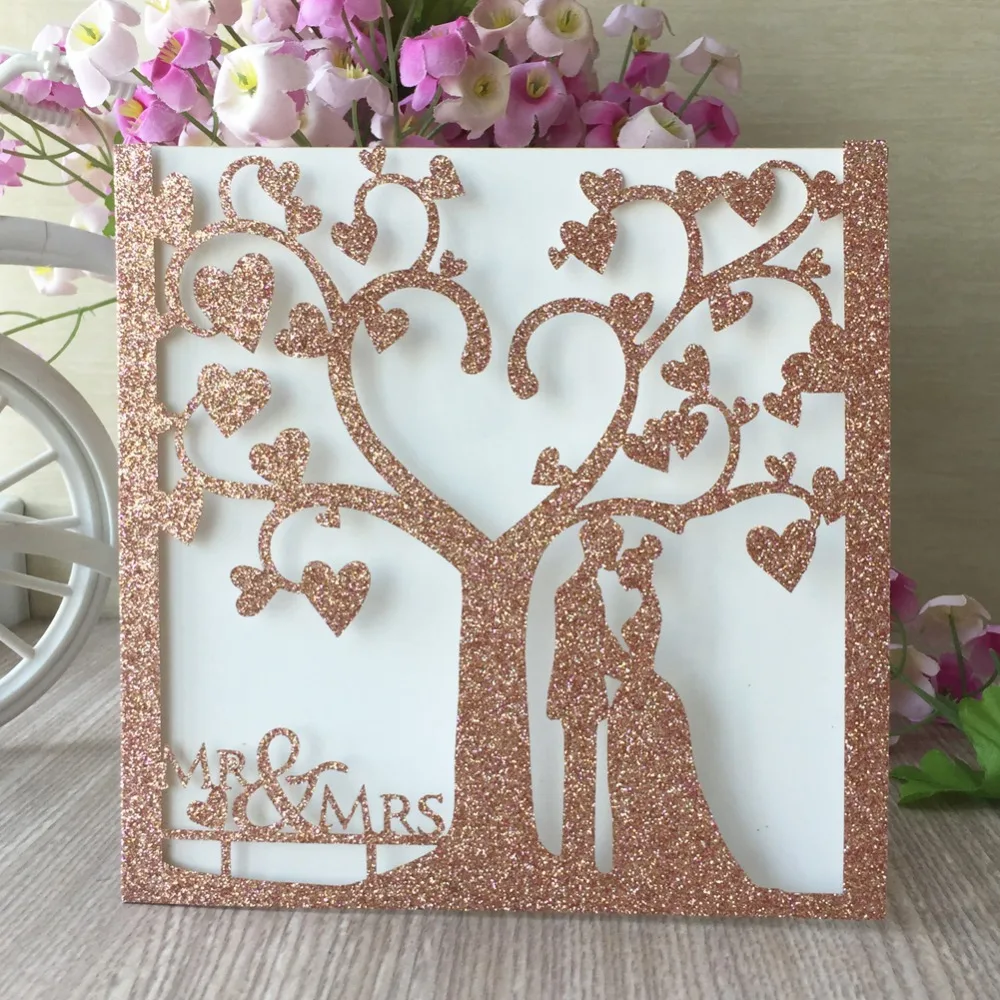 

30pcs/lot Hollow Square Laser Cut Wedding Invitation Card Valentine Party Invitation Cards Engagement Invitations