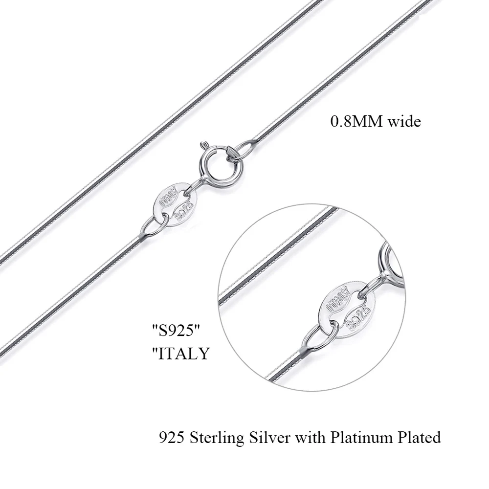 Platinum Plated TTVOVO цельное 925 пробы Серебряное ожерелье с цепочкой в виде змеи для женщин 0,8 мм итальянское тонкое легкое прочное ожерелье - Окраска металла: Platinum Plated