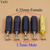 yuxi audio connector 2pole 3 pole jack 3 5 mm plug to jack 6 35 stereo female socket adapter