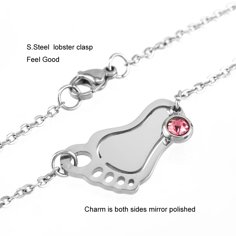 Simsimi baby foot & birth stones charm for Mum женский браслет ювелирные изделия из нержавеющей стали